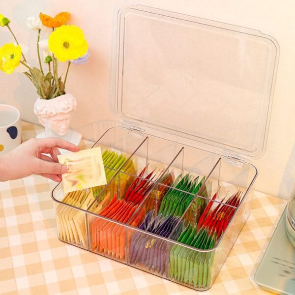 Acrylic Tea Bag Organizer with Lid – Stackable & Multi-Purpose