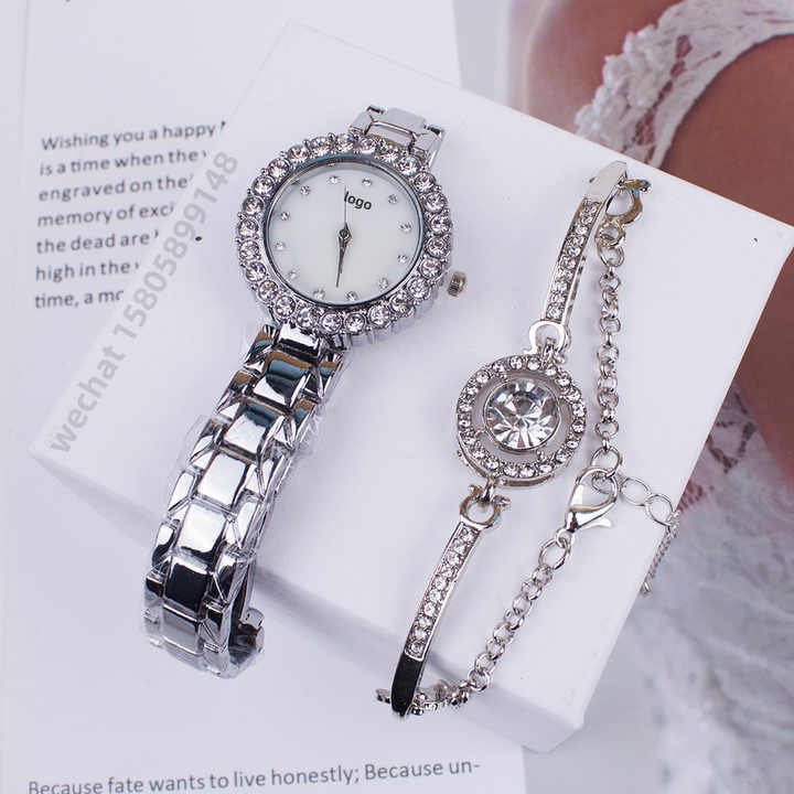 silver watch and bracelwet