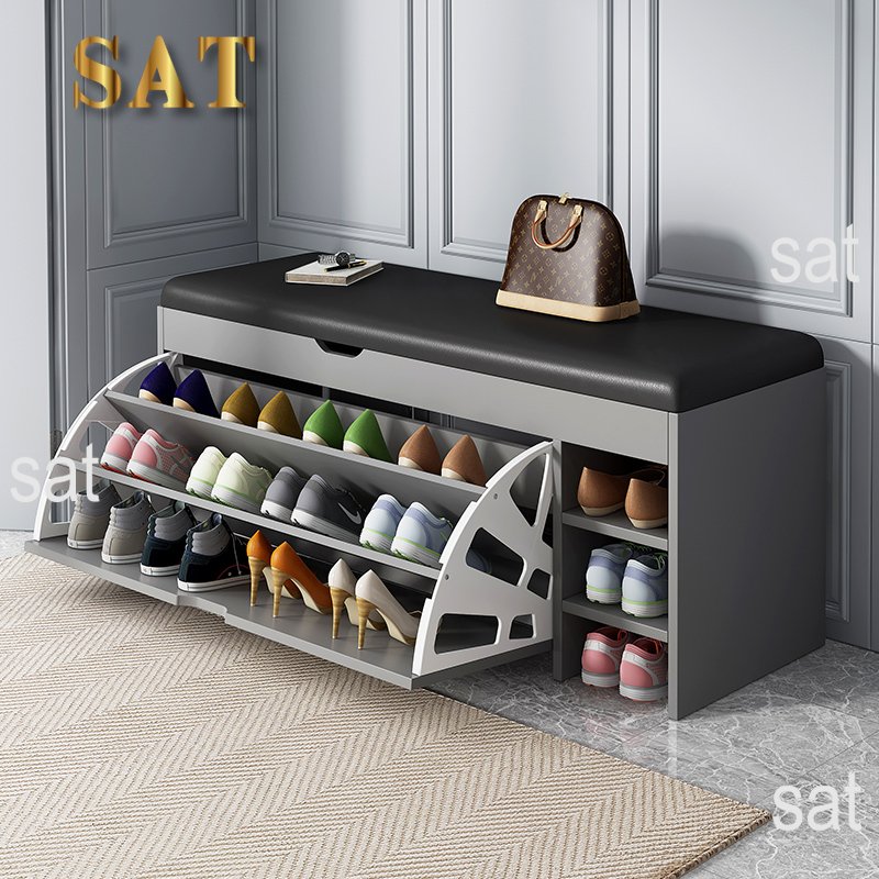 Modern Bucket Flip Shoe Cabinet with Seat