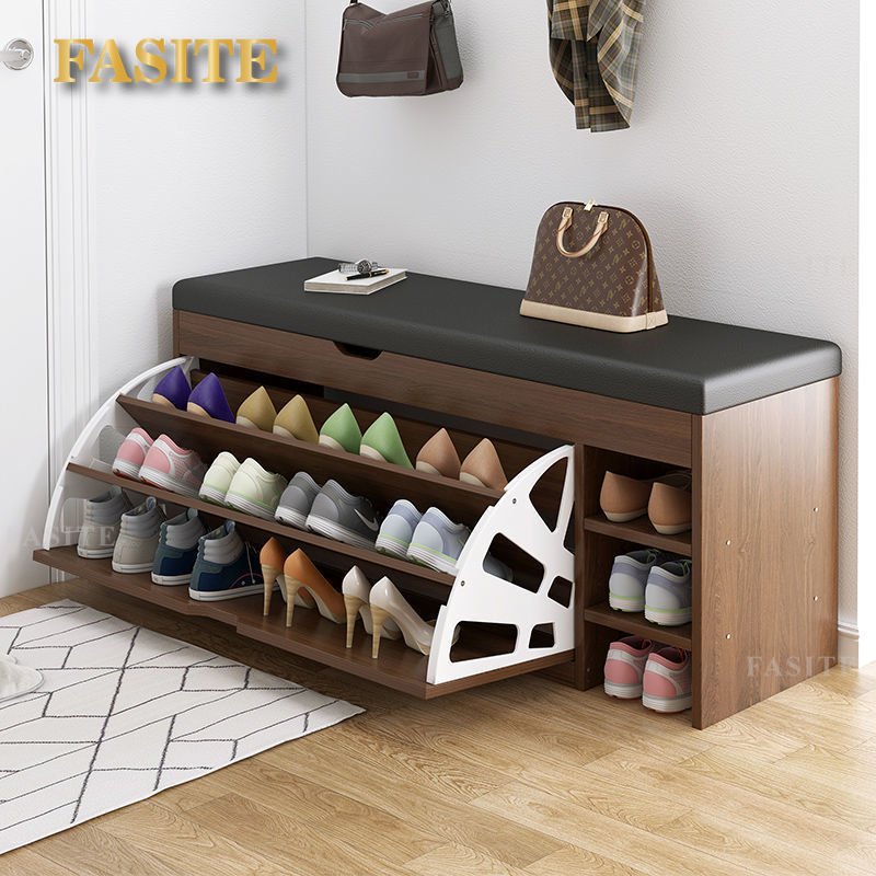Modern Bucket Flip Shoe Cabinet with Seat