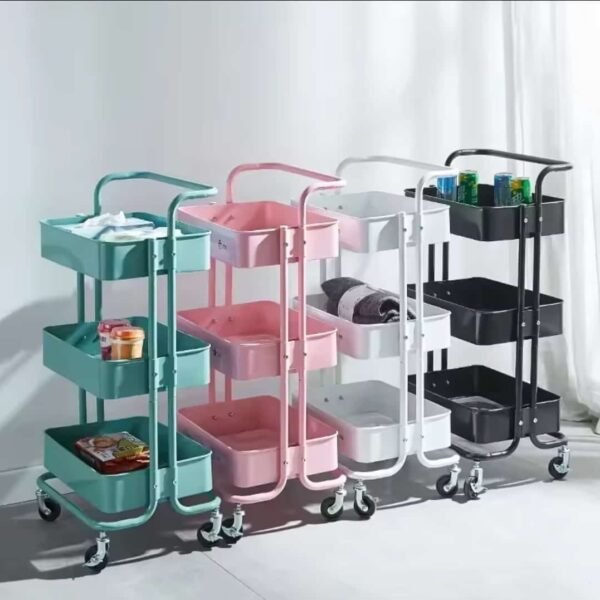 Multi-functional movable trolley storage rack( full metallic)