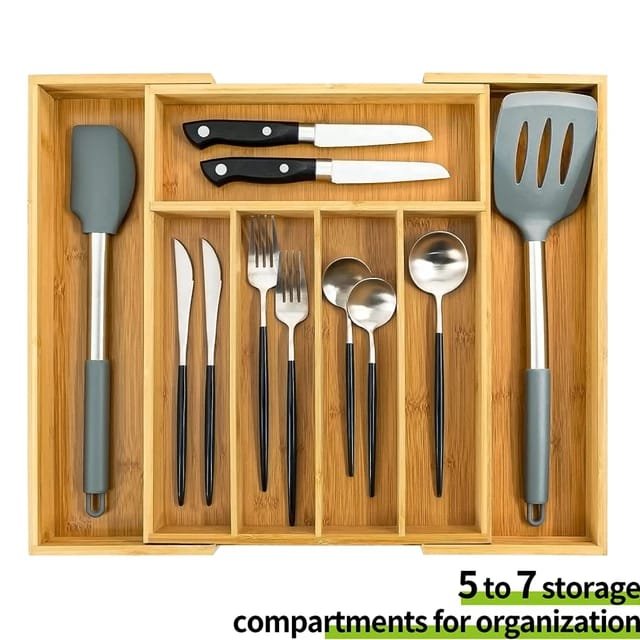 Bamboo Cutlery Organiser – Expandable