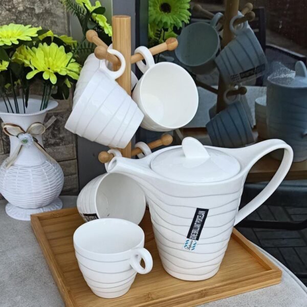 Elegant Tea Set with Bamboo Stand