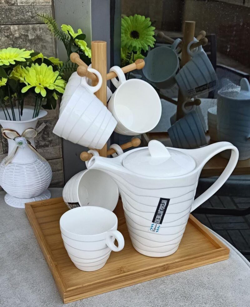 Elegant Tea Set with Bamboo Stand