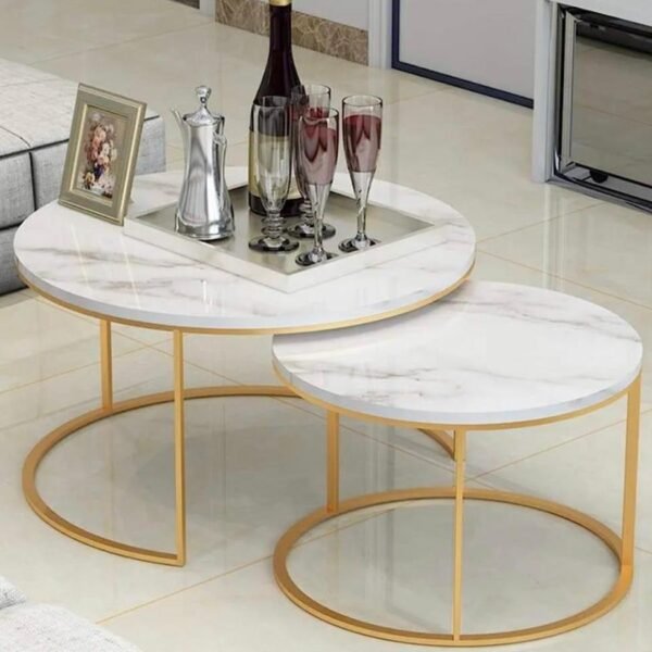 Nesting Marble-Effect Coffee Table Set