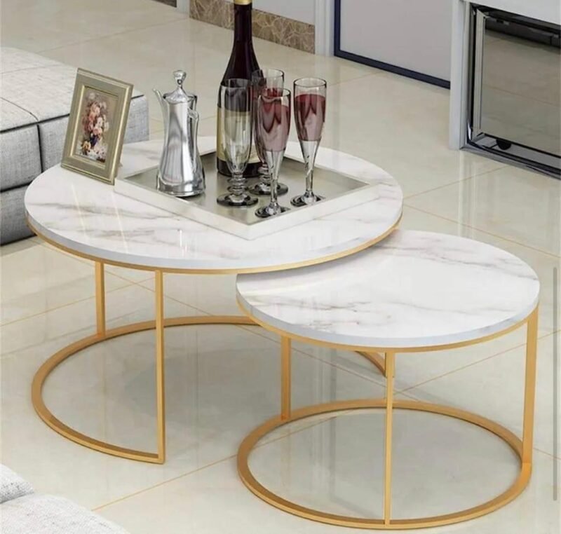 Nesting Marble-Effect Coffee Table Set