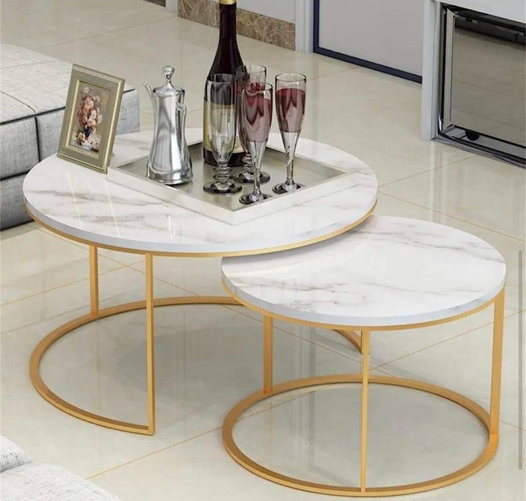 Nesting Marble-Effect Coffee Table Set